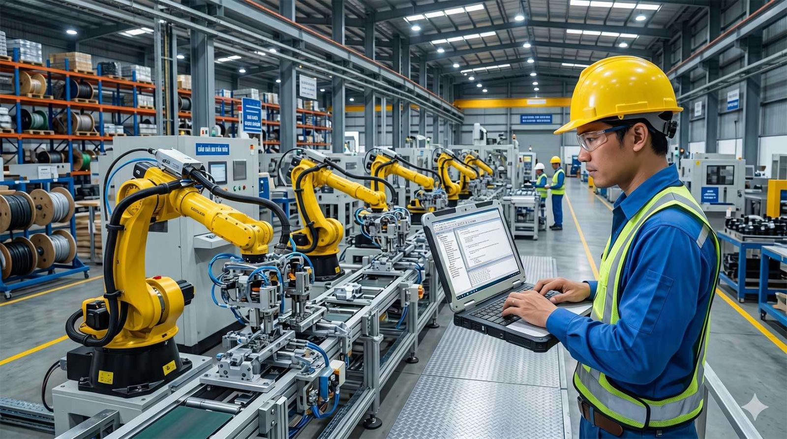 Kỹ sư điện tử Phú Thọ làm việc với hệ thống tự động hóa