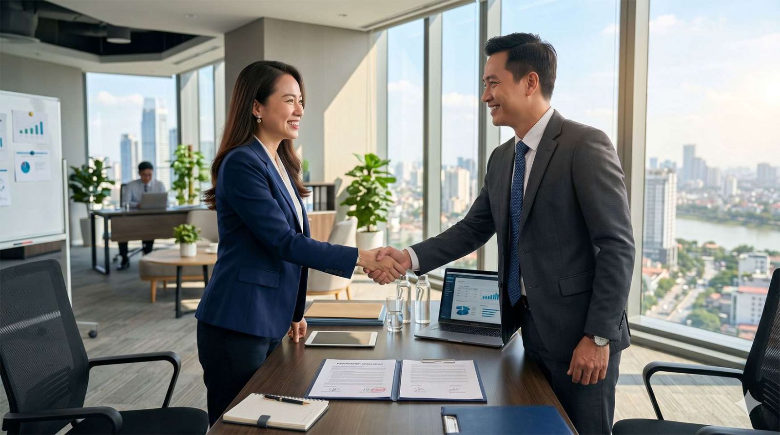 Nhân viên kinh doanh chủ động mở rộng thị trường và đàm phán hợp đồng mang lại doanh thu cao