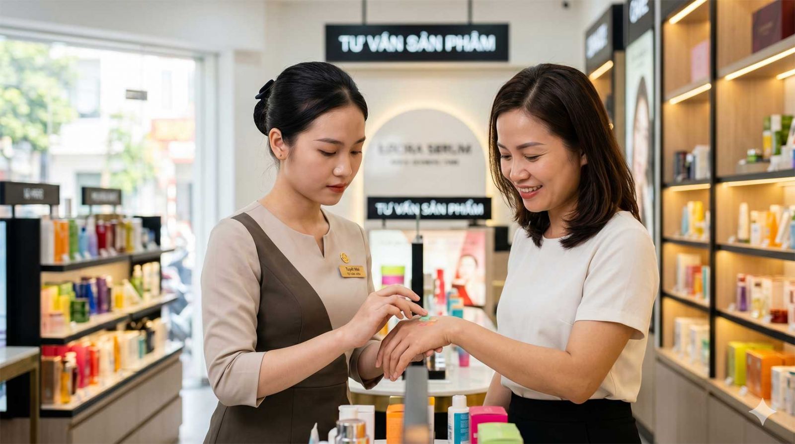 Nhân viên tư vấn bán hàng thời trang tại showroom Phú Thọ