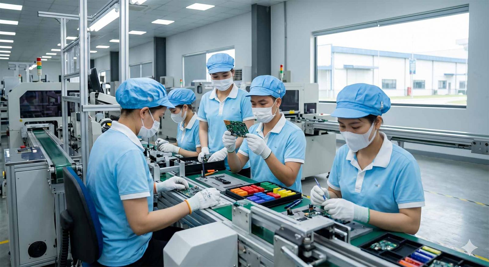 Công nhân đang làm việc trong dây chuyền sản xuất tại Khu công nghiệp Thụy Vân Phú Thọ.